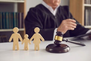 judge with gavel and family cut-out