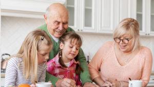 Grandparents interacting with their grandkids